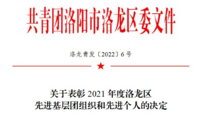 智博喜訊丨智博集團團總支榮獲洛龍區“五四紅旗團支部”稱號